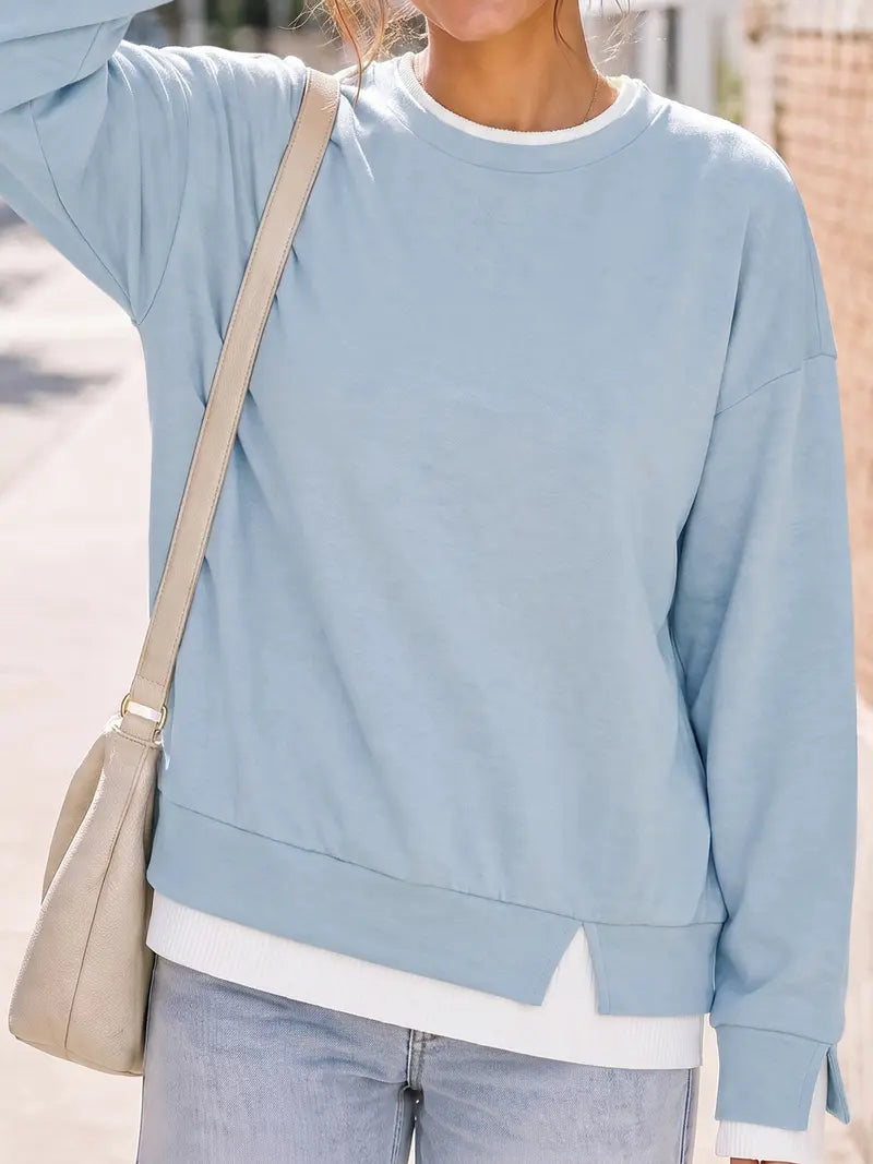 Women's Faux-Layered Oversized Crewneck Sweatshirt