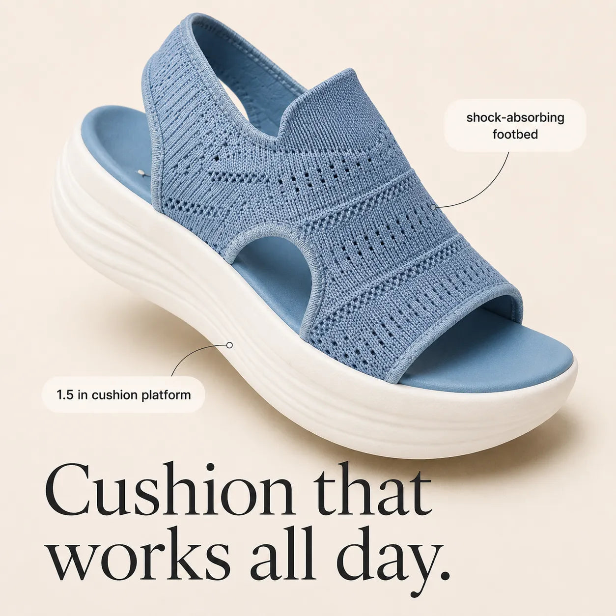 softesth– Knit Platform Comfort Sandals for Women