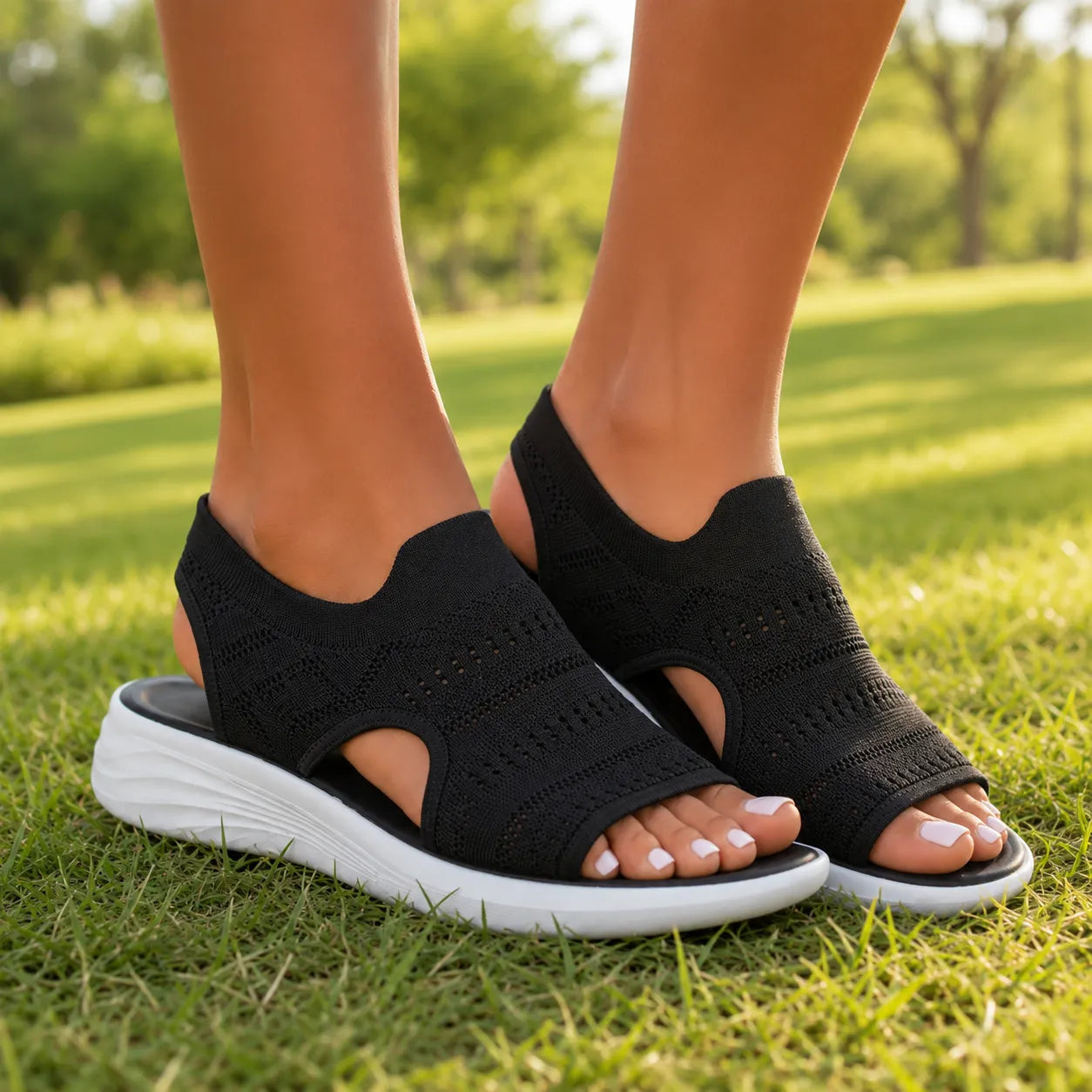 softesth– Knit Platform Comfort Sandals for Women