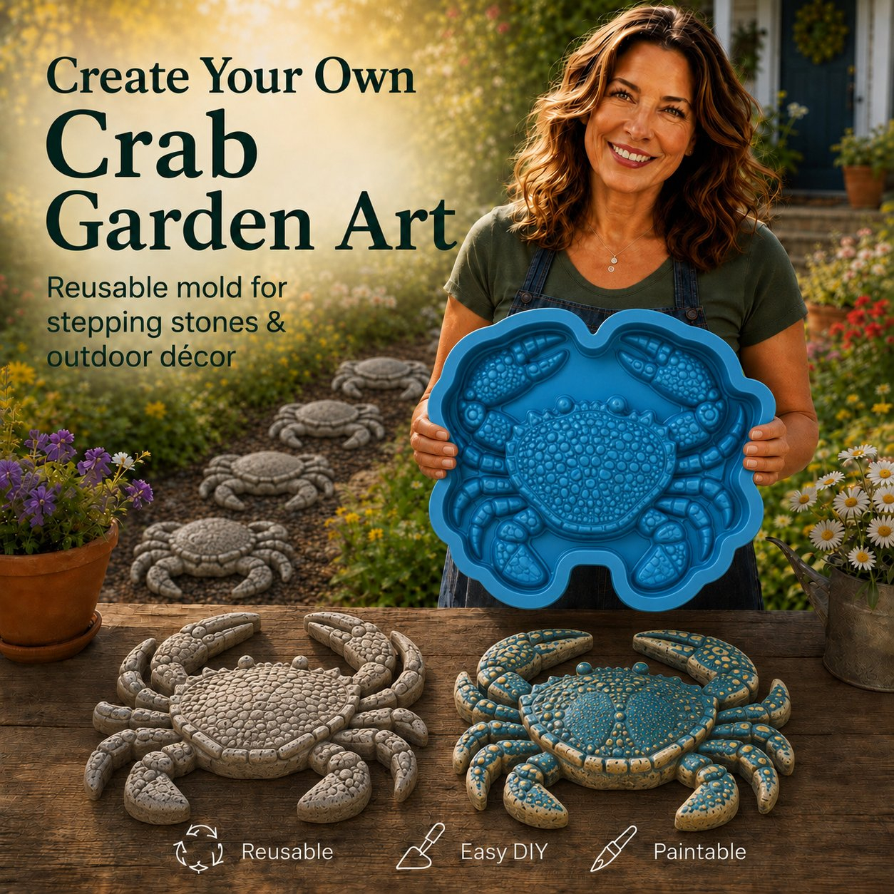 💥 LAST DAY 70% OFF - 🌻 Reusable Sunflower Stepping Stone Mold