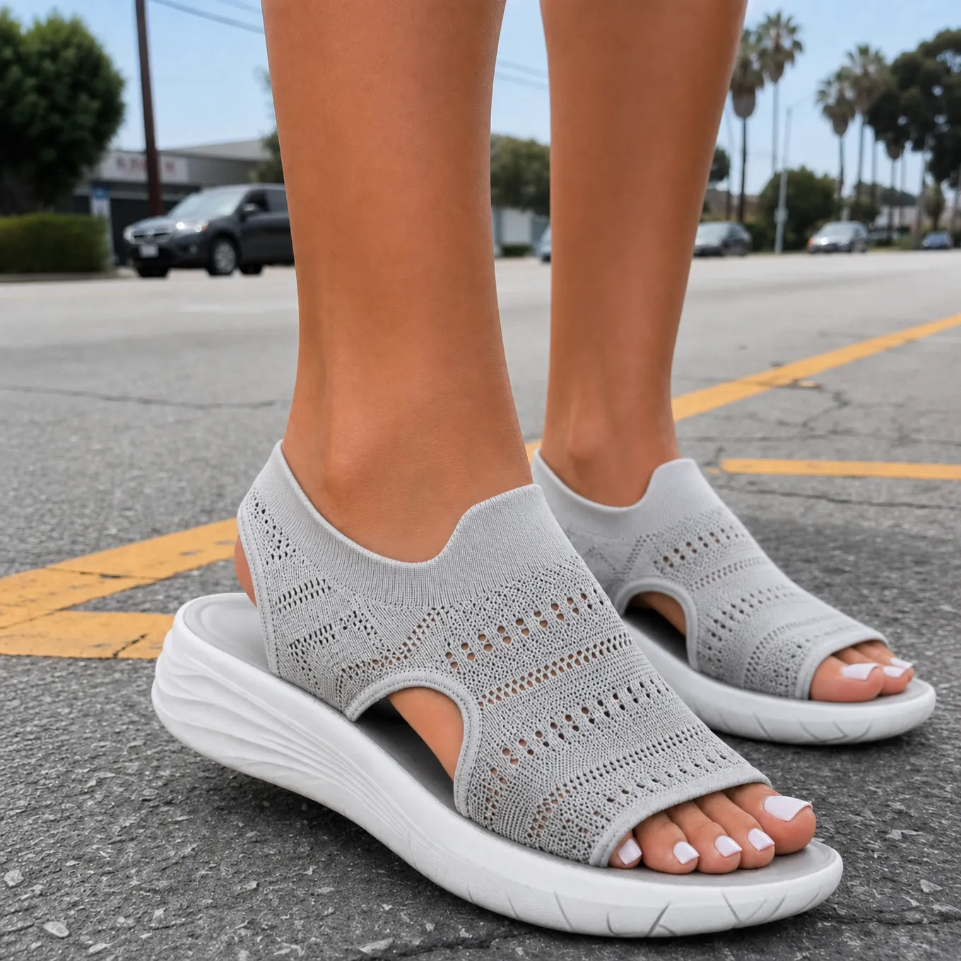 softesth– Knit Platform Comfort Sandals for Women