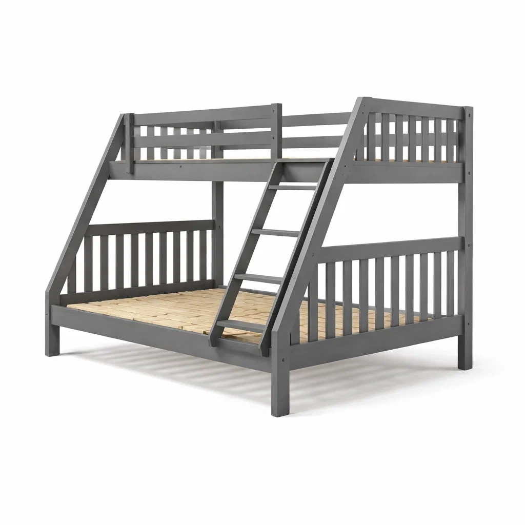 Letto a castello in legno grigio-COZYDREAMSPACE