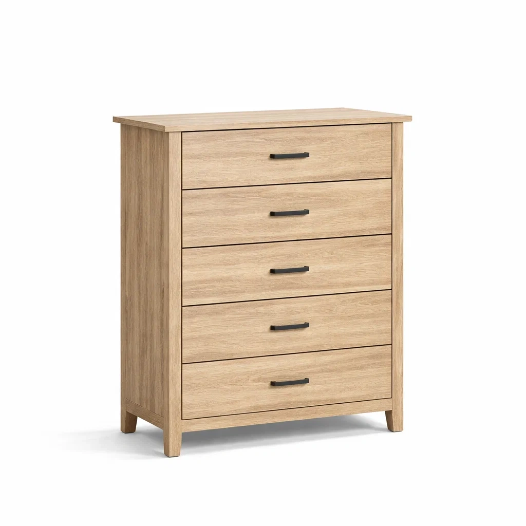 Cassettiera in MDF quercia naturale con 5 cassetti-COZYDREAMSPACE