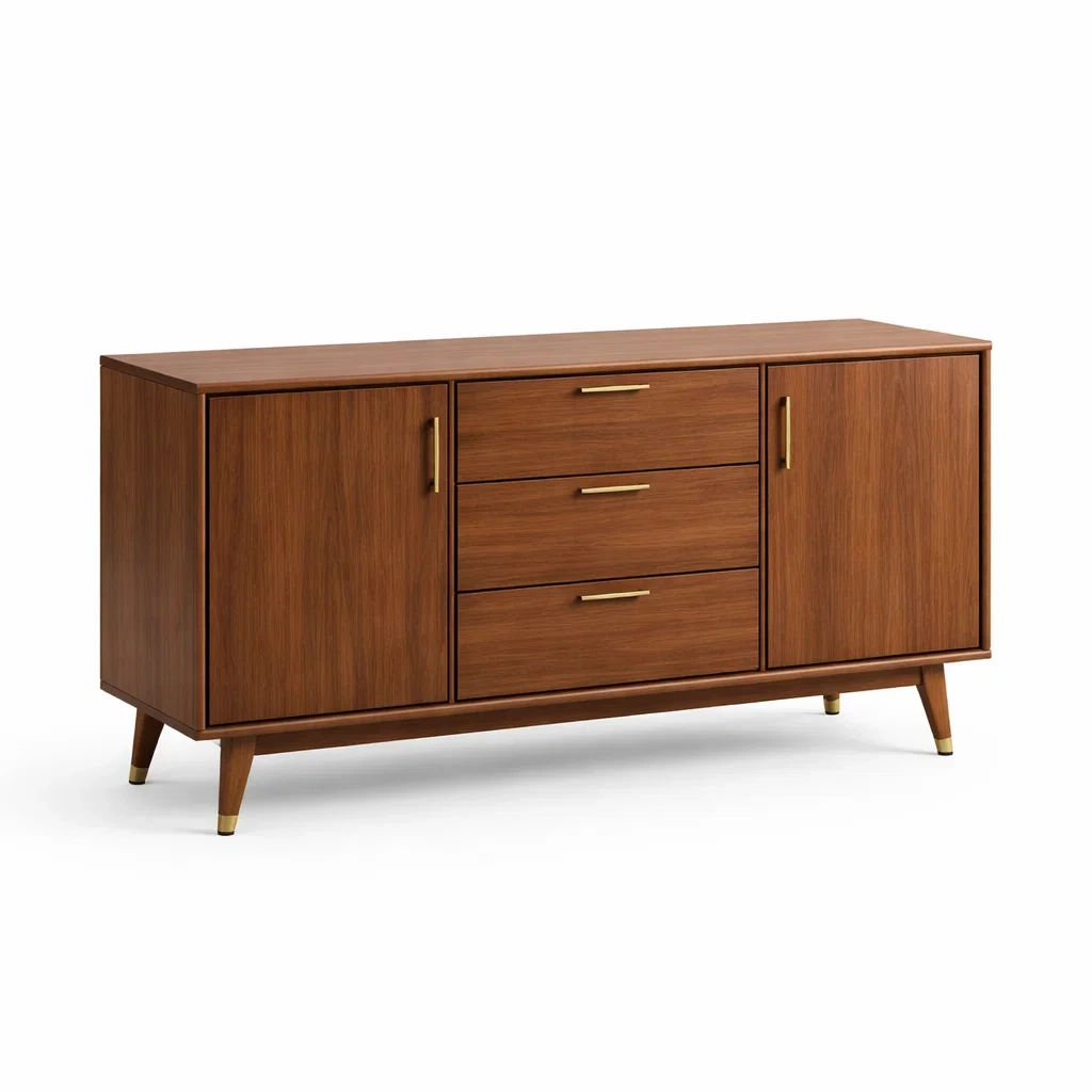 Credenza in legno con cassetti e ante marrone-COZYDREAMSPACE