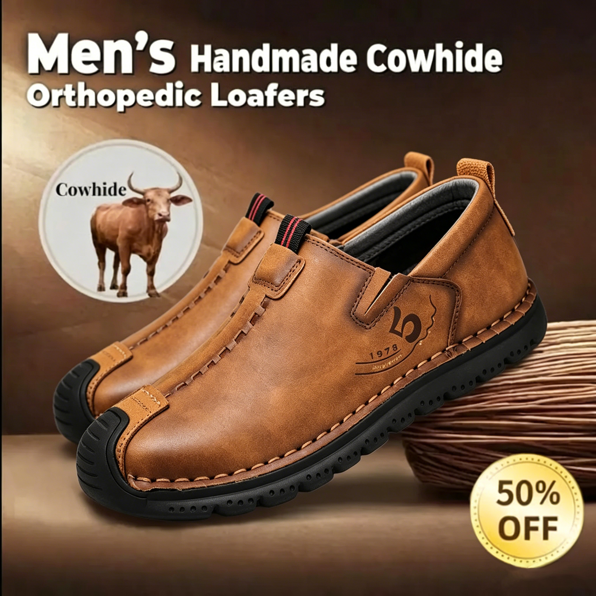 🔥LAST DAY 70% OFF🔥Men’s Vintage Hand Sewn Leather Slip On Loafers