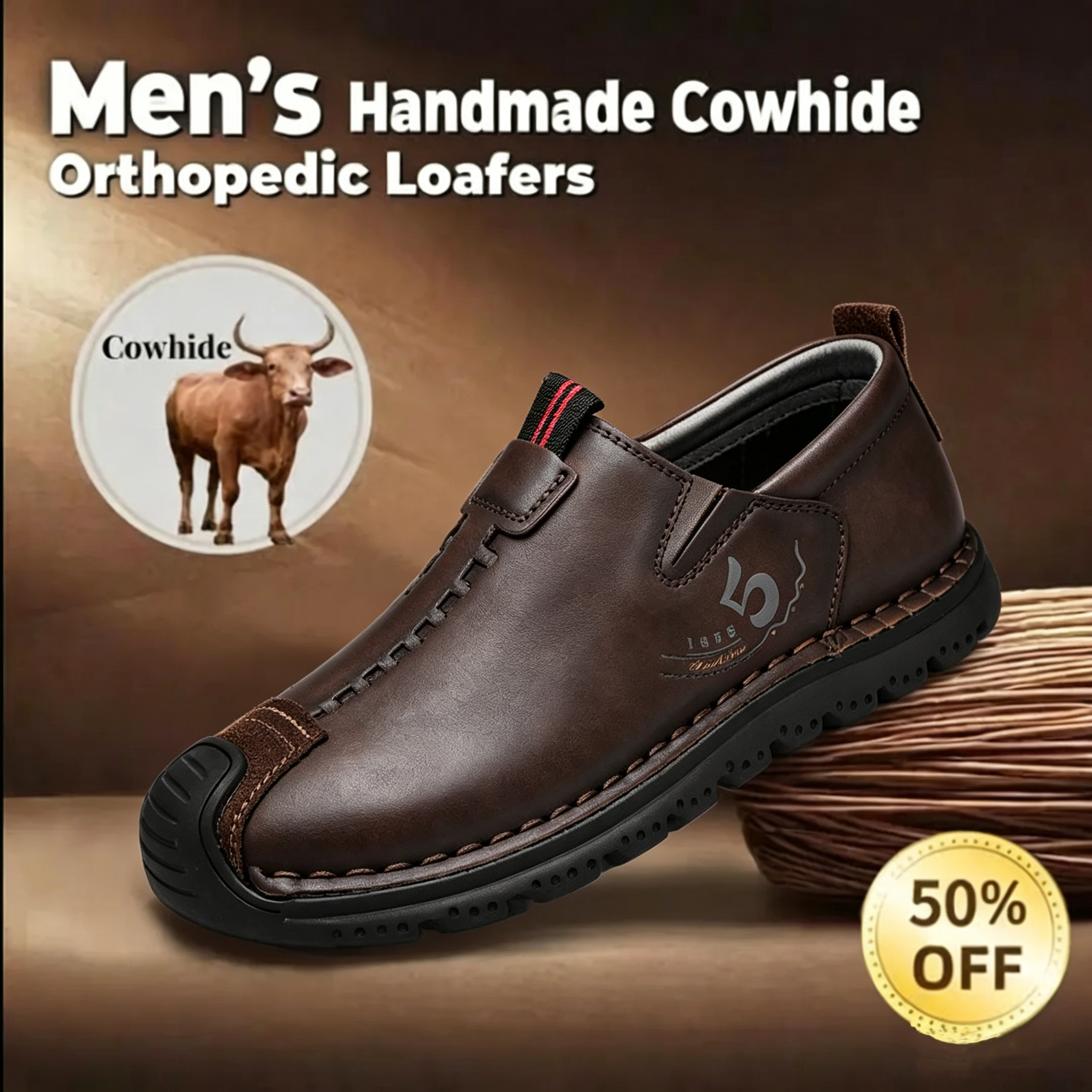 🔥LAST DAY 70% OFF🔥Men’s Vintage Hand Sewn Leather Slip On Loafers