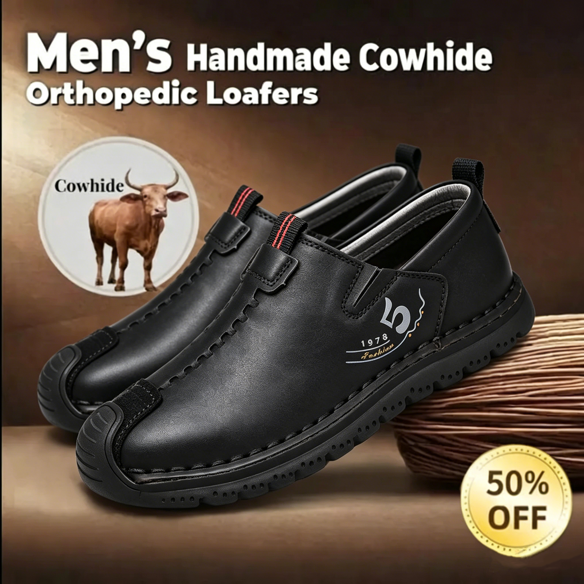 🔥LAST DAY 70% OFF🔥Men’s Vintage Hand Sewn Leather Slip On Loafers