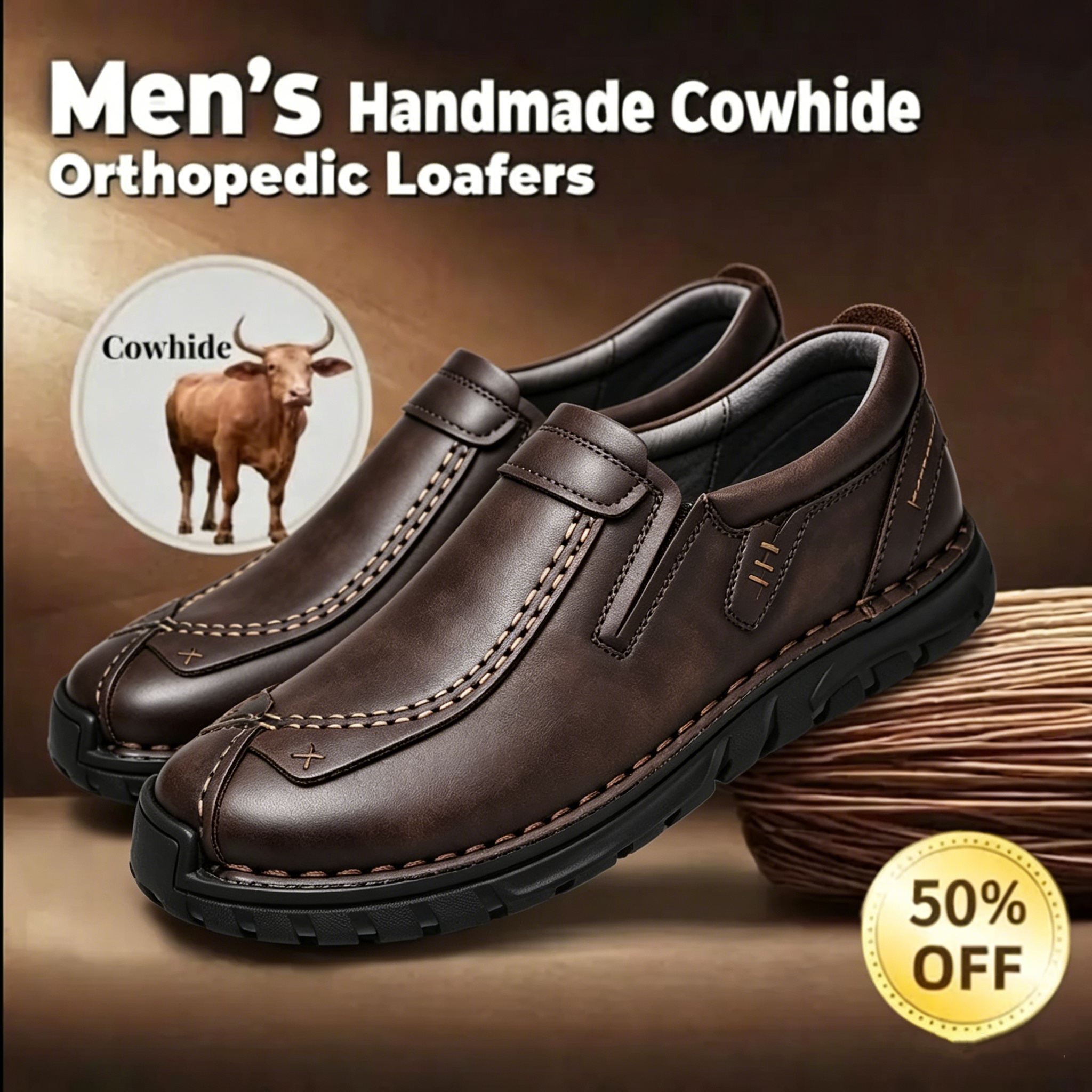 🔥LAST DAY 70% OFF🔥Men’s Vintage Hand Sewn Leather Slip On Loafers