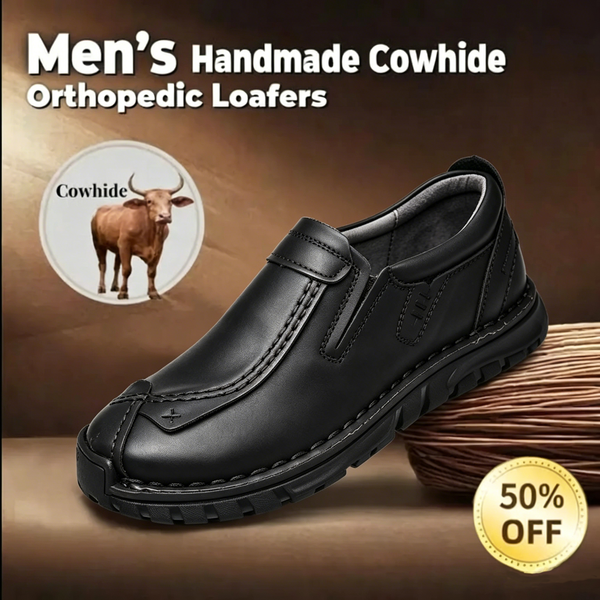 🔥LAST DAY 70% OFF🔥Men’s Vintage Hand Sewn Leather Slip On Loafers