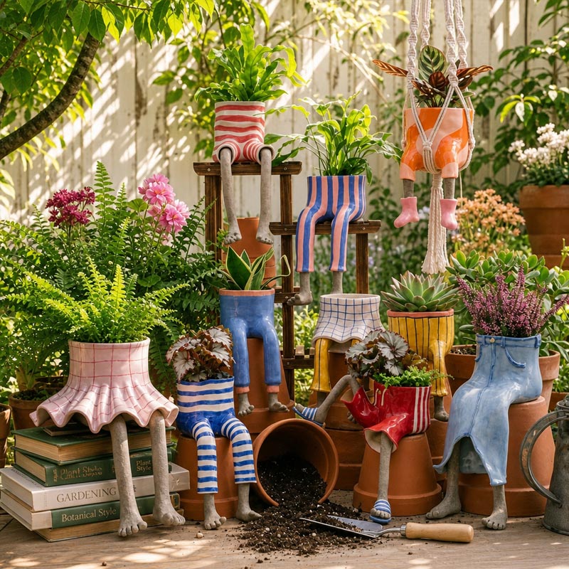 🔥Limited time 50% OFF -🎁🌸Creative Furniture Flower Pot | Fun Leg-Shaped Ceramic Planter