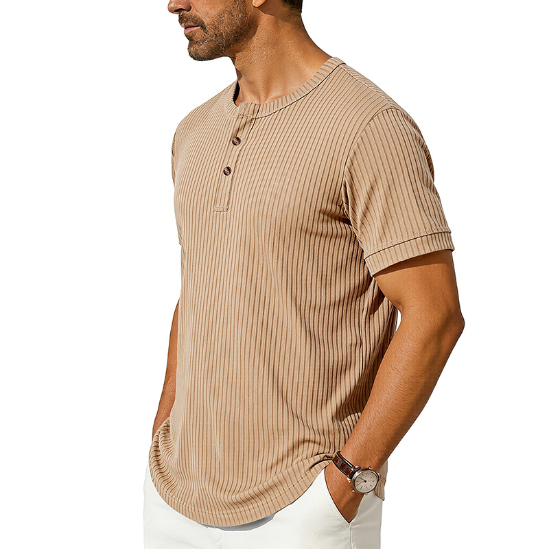 Mens Henley Shirt Casual Shirts Short Sleeve Button Tops Blouse
