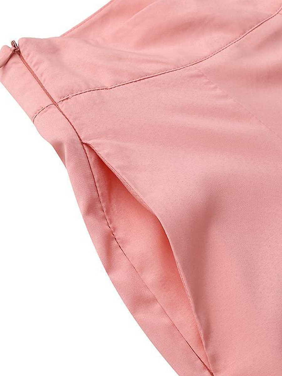 Women's Wide Leg Pants Trousers Fashion Streetwear Full Length High Waist Plain Pocket Ruched Butt Lifting High Cut Comfort Breathability Soft Micro-elastic Vacation Street Daily Camel Grey Black Pink 2026 - CHF25 –P12