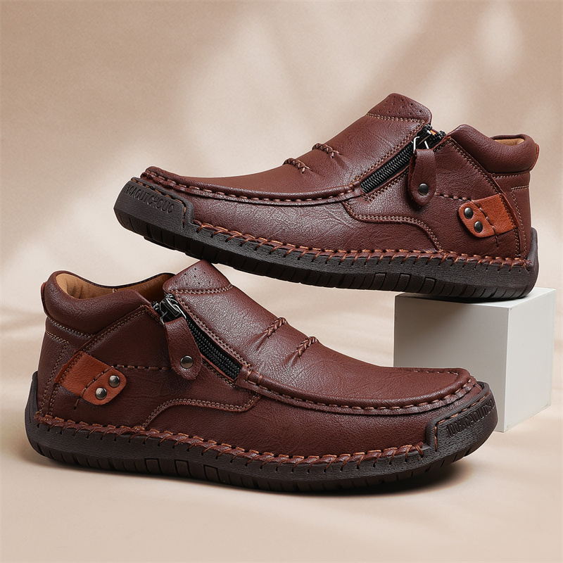 (🔥Lowest Price) Men's Handmade Cowhide Slip-On Orthopedic walking Shoes – Waterproof, Non-Slip, Wide Toe Fit