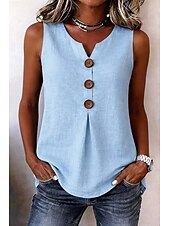 Women's Blouse Solid Color Vintage Stylish Basic Sleeveless V Neck Long Tops Casual Daily Blue White Red Orange Green Summer Spring