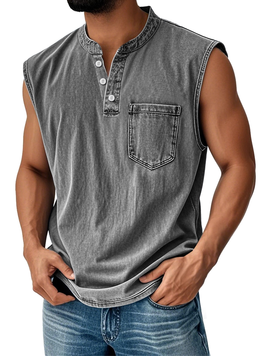Men Can’t Get Enough of This Cozy Sleeveless Henley Vest