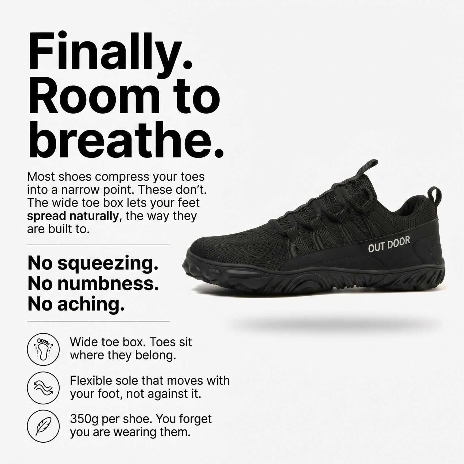 🔥New Arrivals Sale: 70% OFF🛒Wide Barefoot Walking Shoes – Breathable Design with Grip Outsole