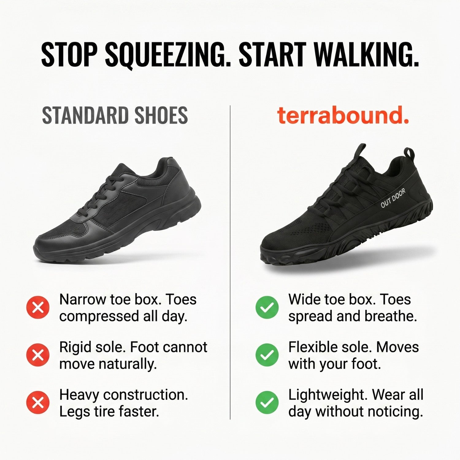 🔥New Arrivals Sale: 70% OFF🛒Wide Barefoot Walking Shoes – Breathable Design with Grip Outsole