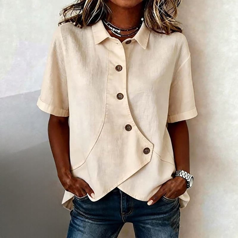 Asymmetrical Placket Button Down Shirt
