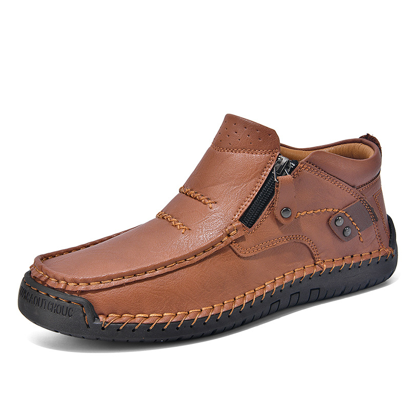 💥Limited Time Sale 70% OFF 🔥- Men's Premium Leather Slip-On Boots — Pressure-Relieving, Waterproof, Arch Support, Non-Slip Grip