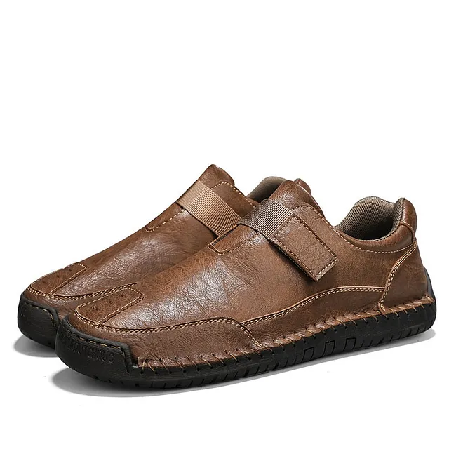 💥Limited Time Sale 70% OFF 🔥Men's Genuine Leather Walking Shoes - Slip-On, Waterproof, Wide Toe Box with Arch Support