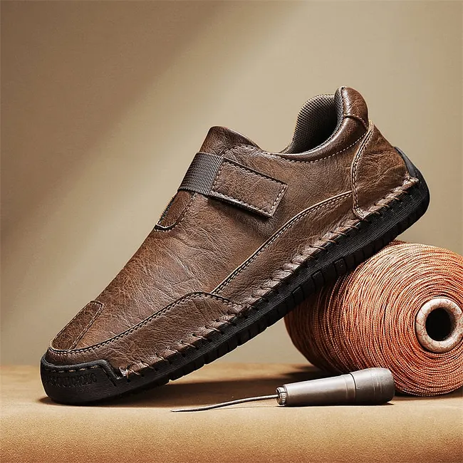 💥Limited Time Sale 70% OFF 🔥Men's Genuine Leather Walking Shoes - Slip-On, Waterproof, Wide Toe Box with Arch Support