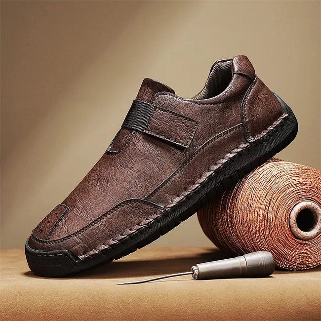 💥Limited Time Sale 70% OFF 🔥Men's Genuine Leather Walking Shoes - Slip-On, Waterproof, Wide Toe Box with Arch Support
