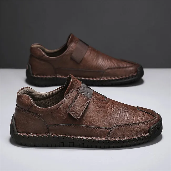 💥Limited Time Sale 70% OFF 🔥Men's Genuine Leather Walking Shoes - Slip-On, Waterproof, Wide Toe Box with Arch Support