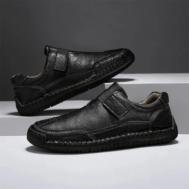 💥Limited Time Sale 70% OFF 🔥Men's Genuine Leather Walking Shoes - Slip-On, Waterproof, Wide Toe Box with Arch Support