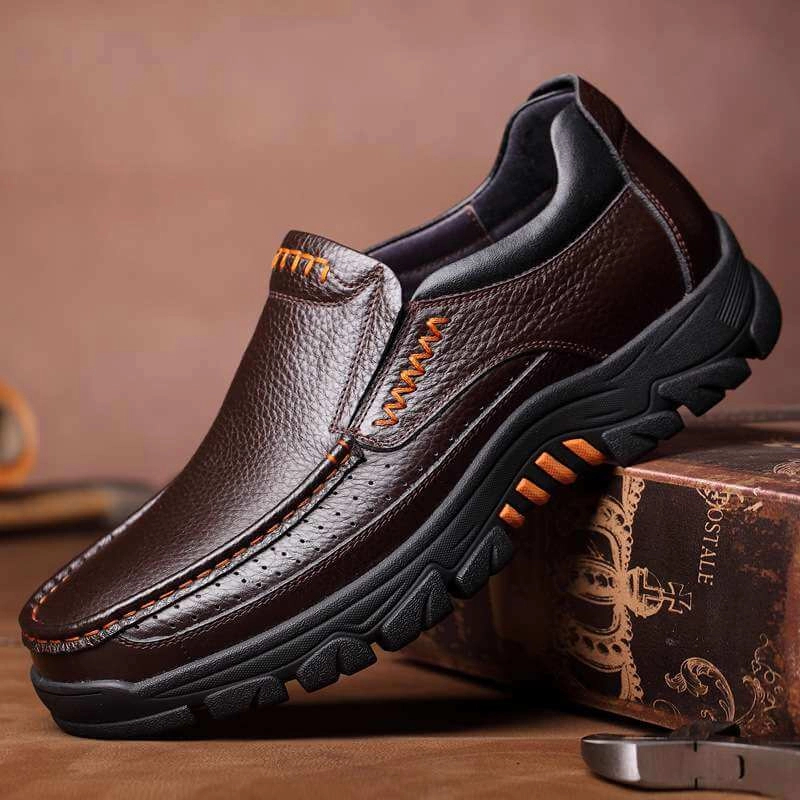 ⏰Limited Time Offer--70% OFF🔥 Men's waterproof and non-slip soft insole corrective leather shoes