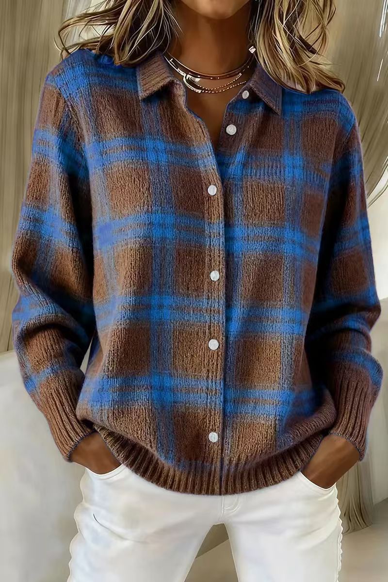 💖Women's Plaid Button-Down Sweater Jacket