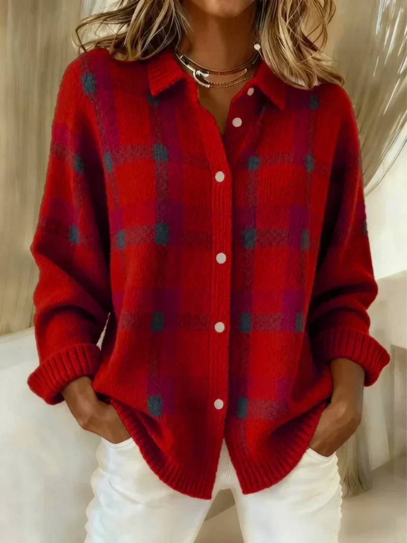 💖Women's Plaid Button-Down Sweater Jacket