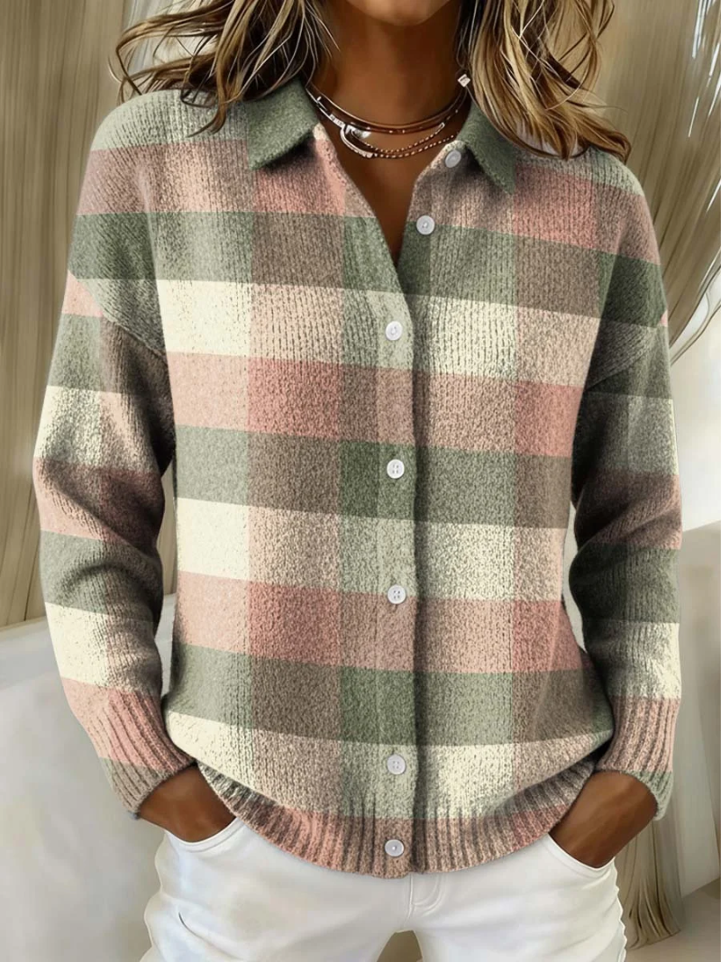 💖Women's Plaid Button-Down Sweater Jacket