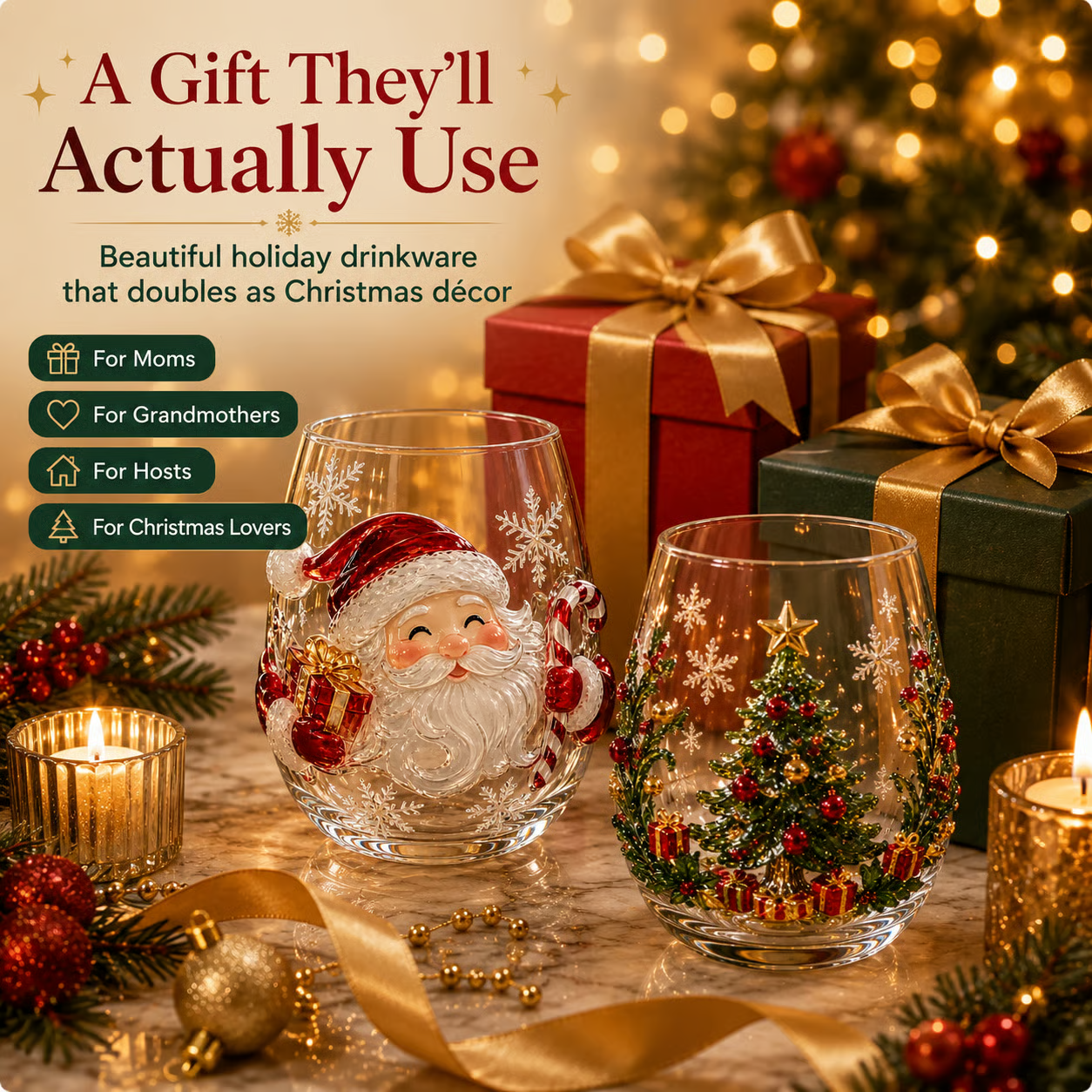 🔥 Last Day 50% OFF –🎄🎅 Magical Christmas 3D Glass Cup Collection 