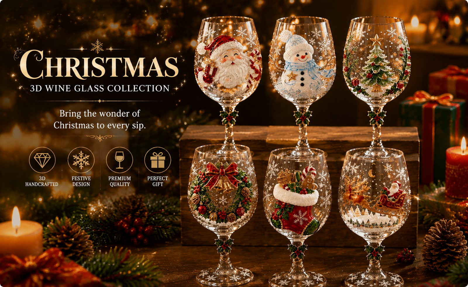 🔥 Last Day 50% OFF –🎅🎄Christmas 3D Wine Glass Collection Gift Box Set✨
