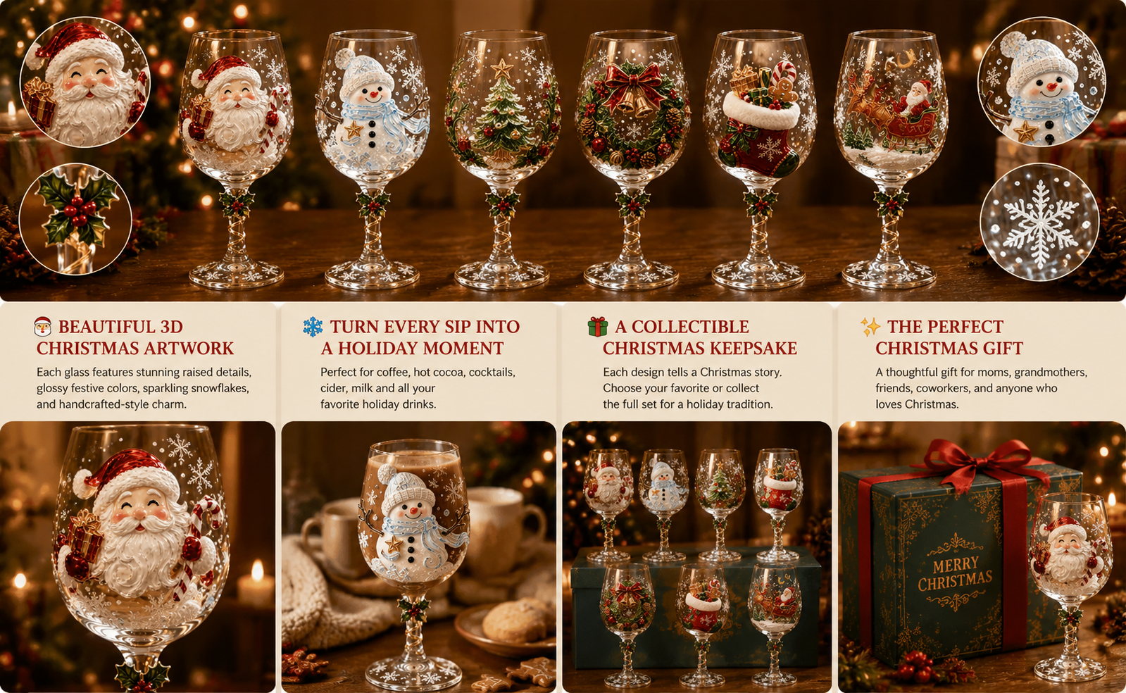 🔥 Last Day 50% OFF –🎅🎄Christmas 3D Wine Glass Collection Gift Box Set✨