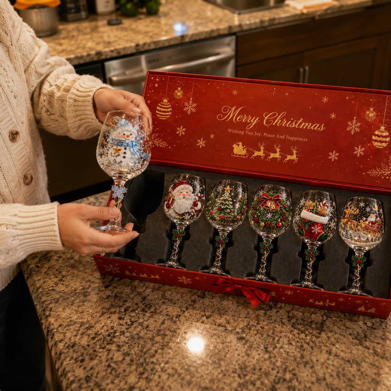 🔥 Last Day 50% OFF –🎅🎄Christmas 3D Wine Glass Collection Gift Box Set✨
