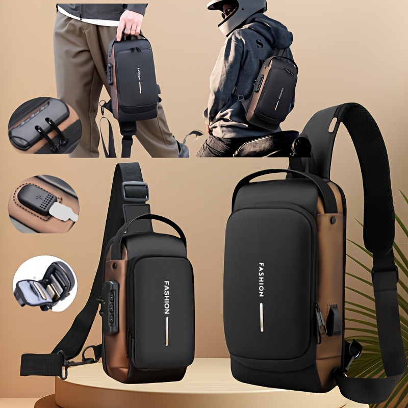 Anti-Theft Sling Bag — USB Charging Port, Water-Resistant & Combination Lock