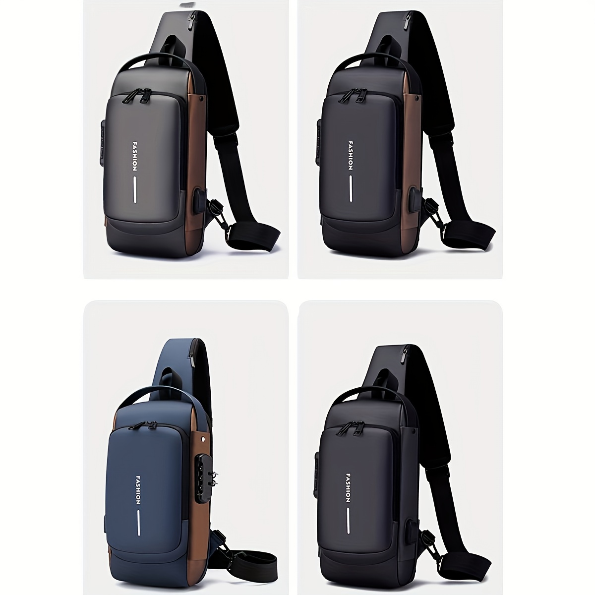 Anti-Theft Sling Bag — USB Charging Port, Water-Resistant & Combination Lock