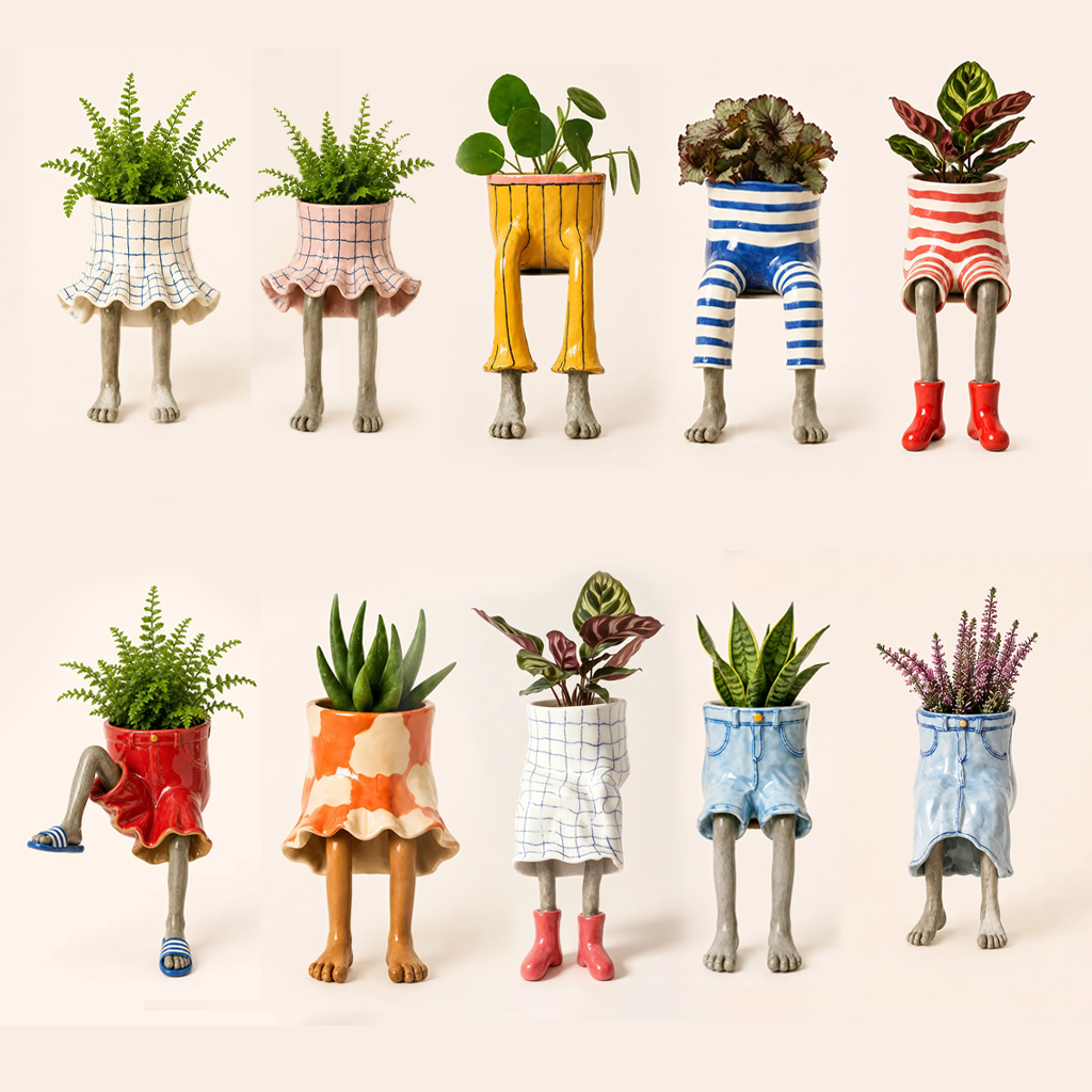 🔥🎁🌸Creative Furniture Flower Pot | Fun Leg-Shaped Ceramic Planter