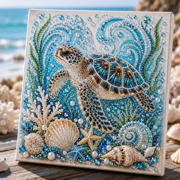 🔥Last Day 50% OFF - 🌊✨ Ocean Theme Pearl Art DIY Kit – Relaxing DIY Craft to Create Stunning Coastal Artwork