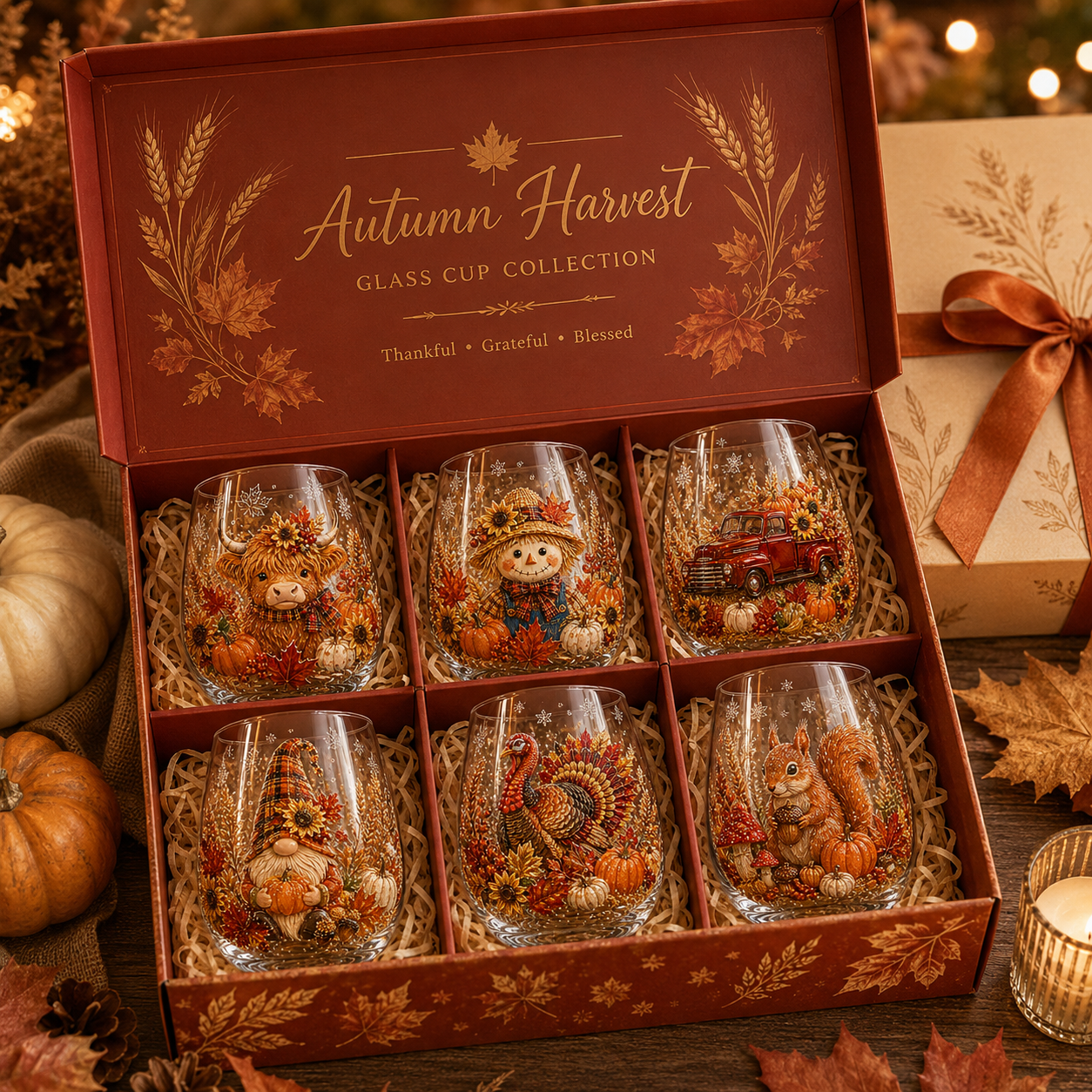 🔥 Last Day 50% OFF –🍂✨Autumn Harvest Glass Cup Set