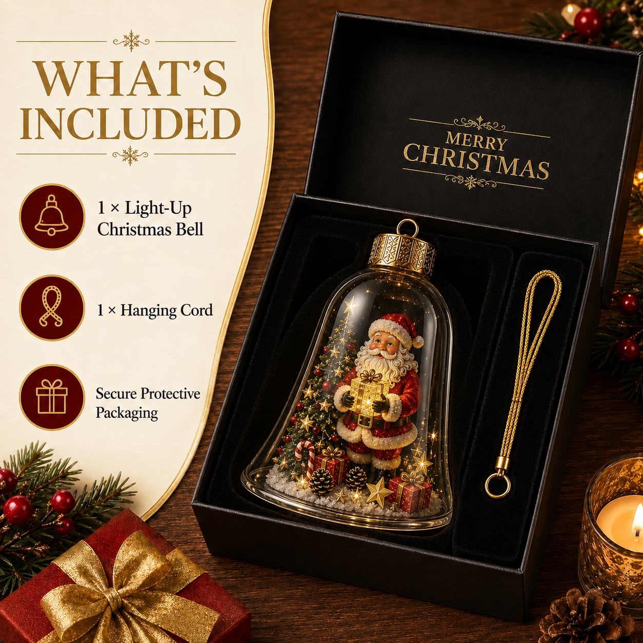 🔥 Limited Time 50% OFF🔔✨ Glowing Christmas Bell – A Magical Light-Up Holiday Decoration