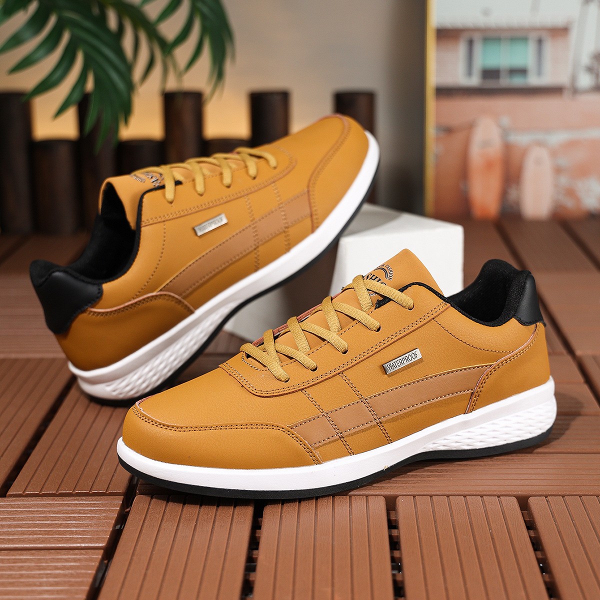 🔥Limited Time 70% OFF Men’s Waterproof Leather Sports Sneakers, Shock Absorbing Casual Running Walking Shoes