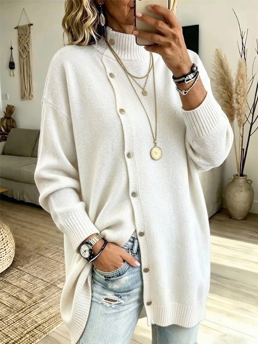 Women's Turtleneck Sweater Cardigan Sweater Cable Knit Sweater