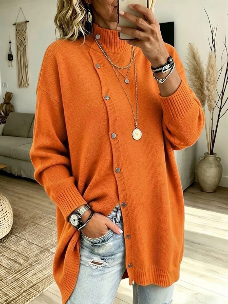 Women's Turtleneck Sweater Cardigan Sweater Cable Knit Sweater