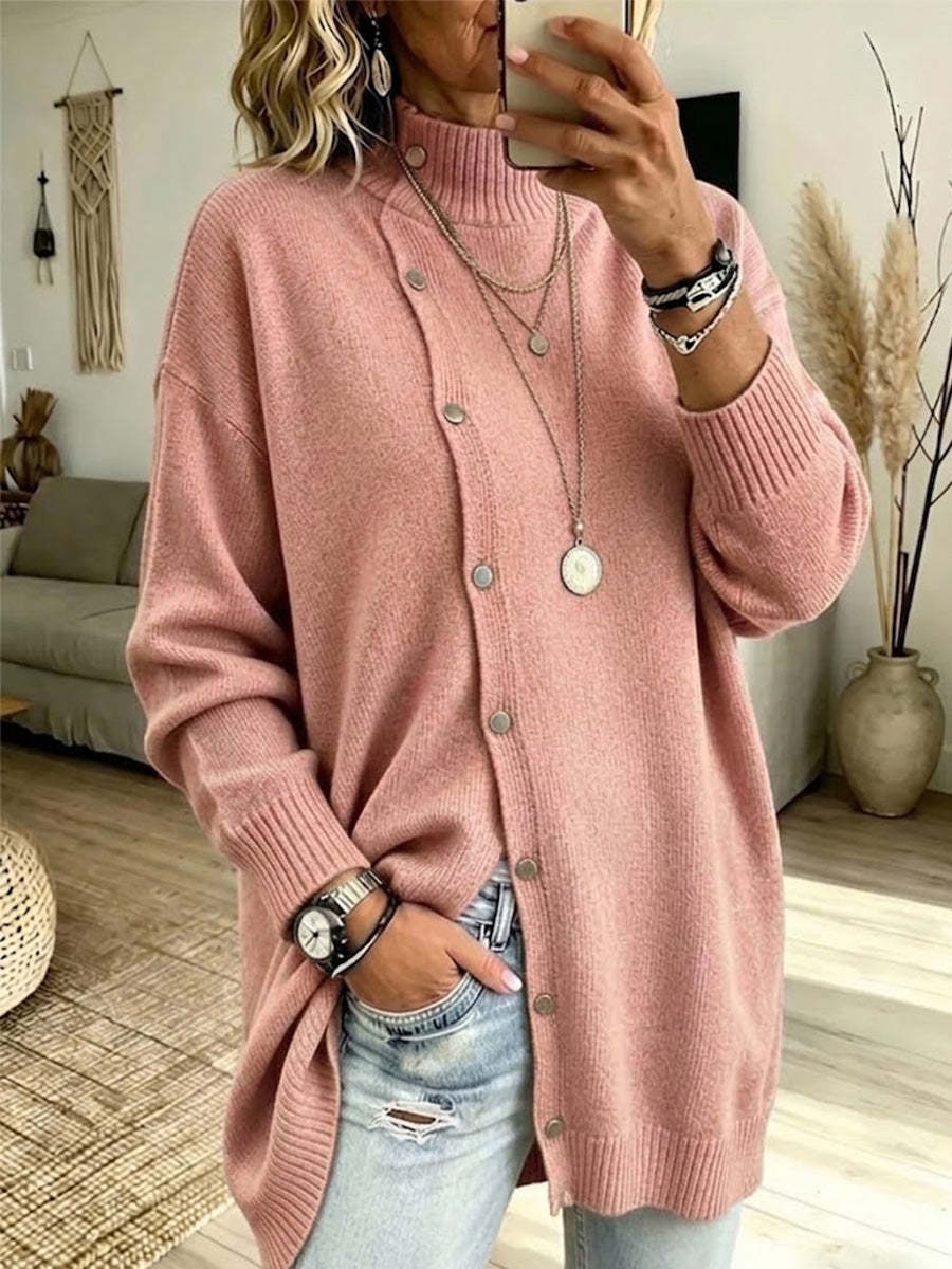 Women's Turtleneck Sweater Cardigan Sweater Cable Knit Sweater