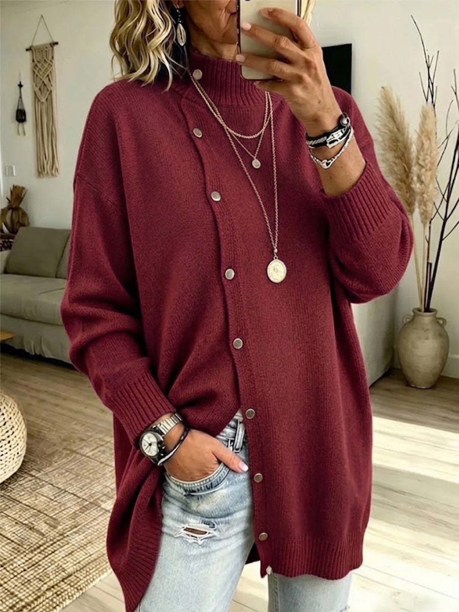 Women's Turtleneck Sweater Cardigan Sweater Cable Knit Sweater