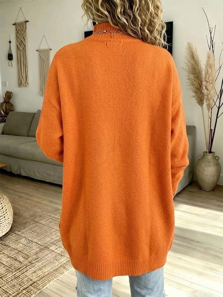 Women's Turtleneck Sweater Cardigan Sweater Cable Knit Sweater