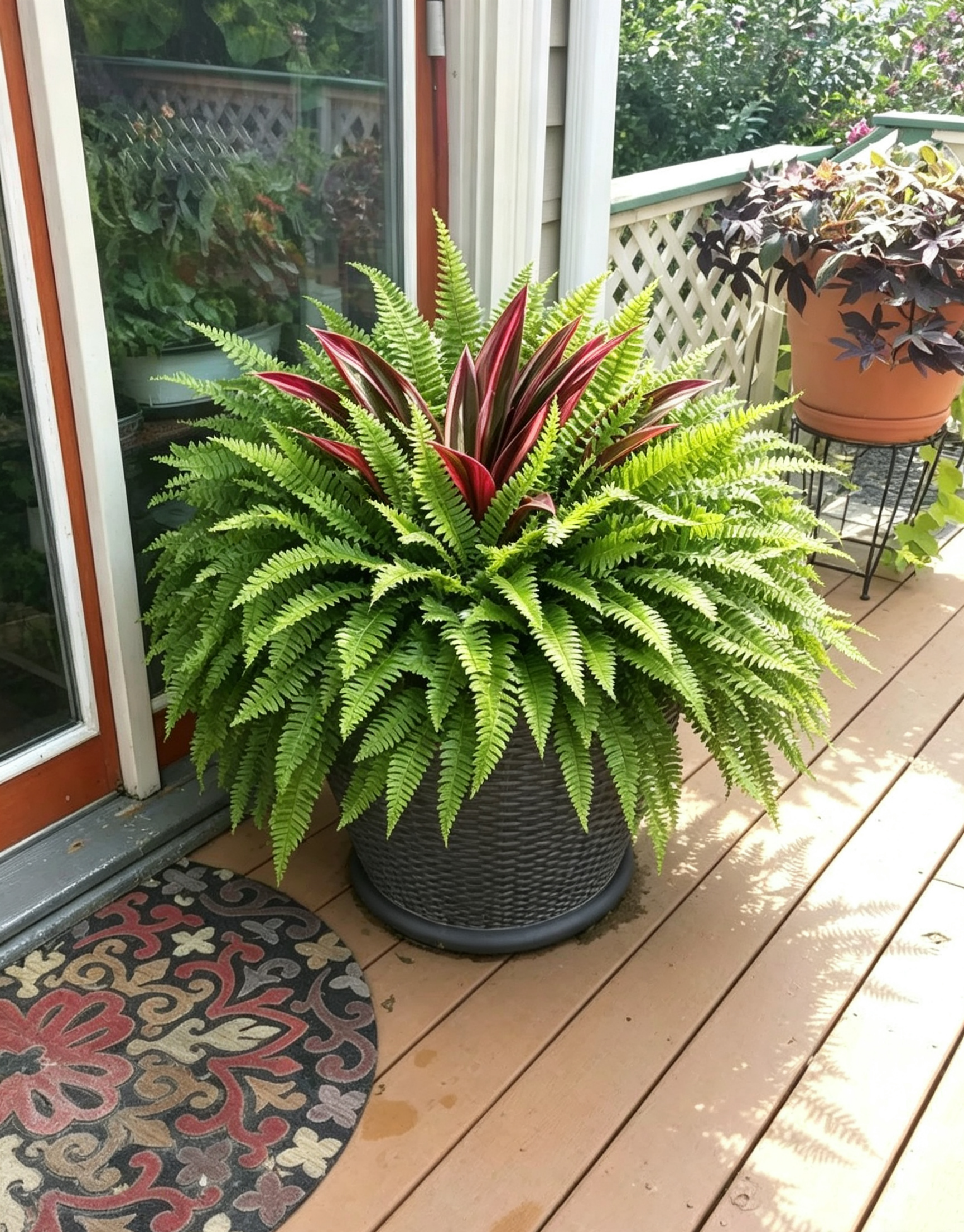 💥Last Day 70% OFF🌼UV-Resistant Artificial Fern & Red Dracaena Decorative Plants – Full, Lush & Fade-Resistant!