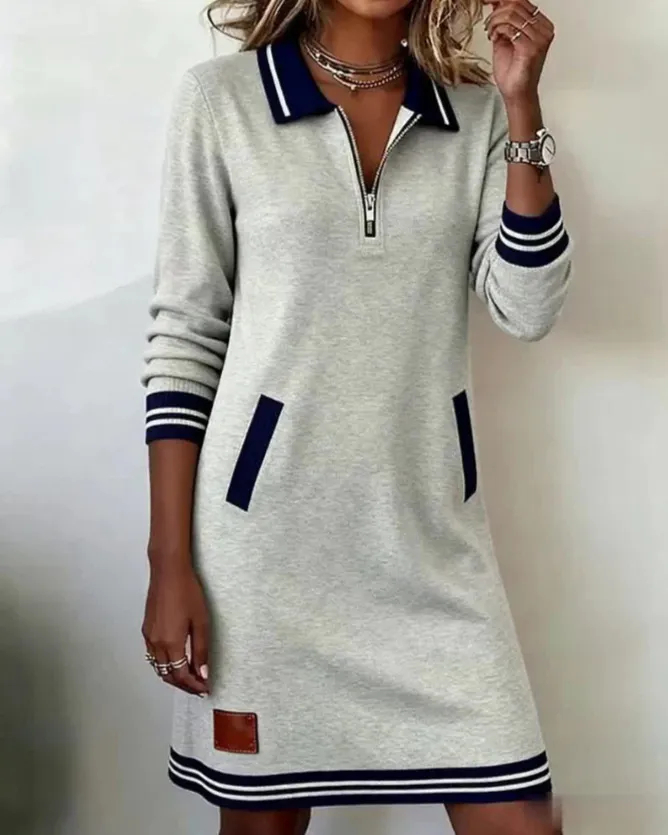 Women's Chic Zip-Neck Dress